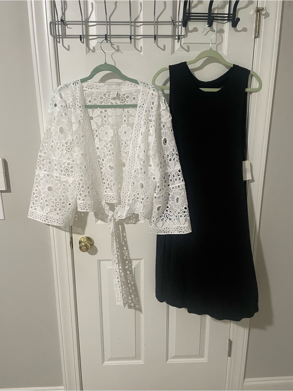 Black Sleeveless nwt  Dress xl  with White Crochet Tie-Front Cover-Up one size